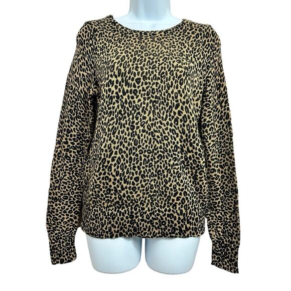 Loft Ann Taylor Animal Print Leopard Sweater Size Small 100% Cotton Pullover Top - Picture 5 of 7